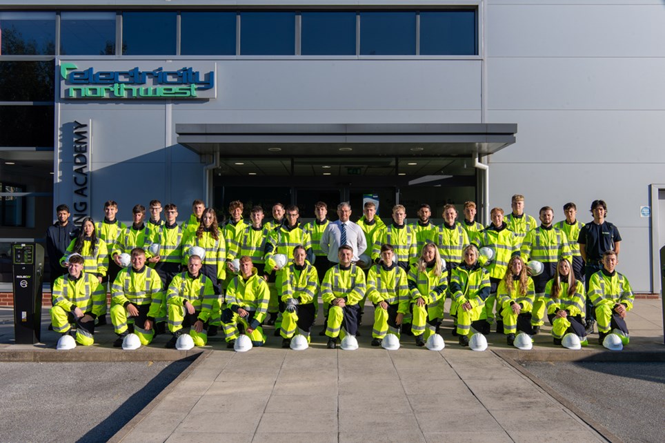 Operations North Manager Jonathan Eggleston, centre, with the 2023 intake