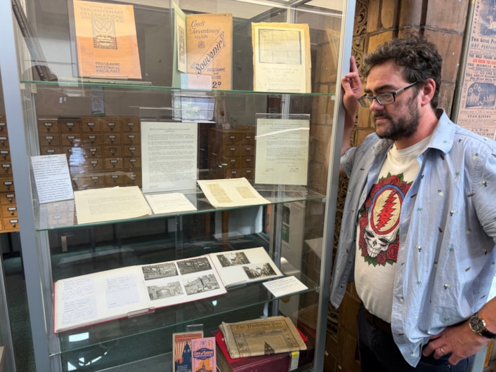 City Library Leeds 400: Objects on display include documents related to when Leeds celebrated it’s tricentenary, pictured here with librarian Antony Ramm.