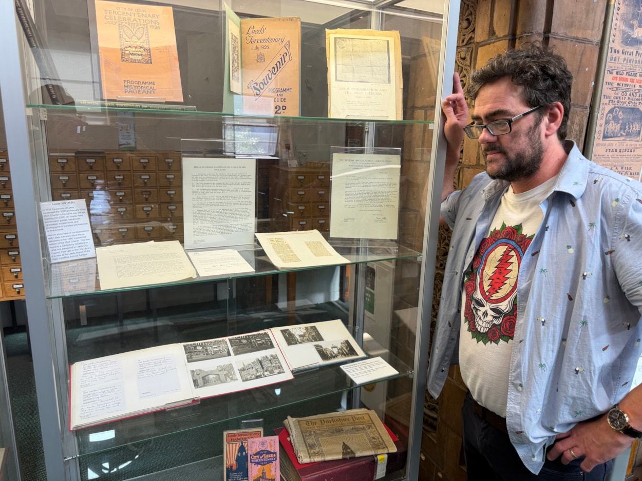 City Library Leeds 400: Objects on display include documents related to when Leeds celebrated it’s tricentenary, pictured here with librarian Antony Ramm.
