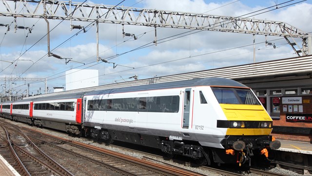 Network Rail £7m upgrade at Colchester to give passengers more reliable journeys on Great Eastern Main Line: Train travelling on the Great Eastern Main Line