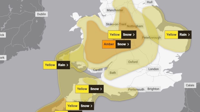 Network Rail and Transport for Wales prepare for Storm Goretti with planned service alterations: Amber snow warning Wales Storm Goretti - credit Met Office