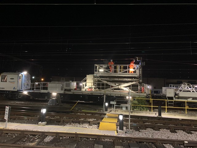 Overhead wires being replaced in Camden area outside London Euston
