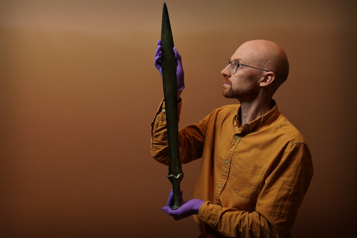 Dr Matthew Knight holds the Inverbroom sword. Photo (c) Stewart Attwood (1)