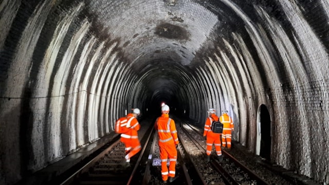 Trains running through the Blackheath tunnel again following pioneering repair work to boost performance: Inside view of Blackheath Tunnel