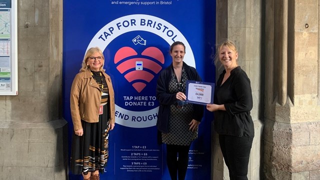 Electronic donation point at Bristol Temple Meads raises £4,000 for city charities: TAP for Bristol raises £4000 at Bristol Temple Meads