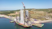 Seagreen WTG components on the East Quay at the Port of Nigg. Inner East Quay development area is left of the vessel. Image Credit to Seagreen Wind Energy Ltd: Seagreen WTG components on the East Quay at the Port of Nigg. Inner East Quay development area is left of the vessel. Image Credit to Seagreen Wind Energy Ltd