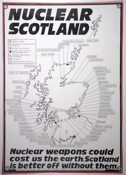 The Scottish Campaign for Nuclear Disarmament produced this annotatedmap c.1980s Image © National Museums Scotland