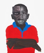 Deborah Roberts, 'King me', 2019. Mixed media and collage on canvas, 165 x 114.3cm (65 x 45in). Framed: 170 x 119.5cm (67 x 47in). Copyright Deborah Roberts. Courtesy the artist and Stephen Friedman Gallery, London. Private Collection. Photo by Paul Bardagjy.: Deborah Roberts, 'King me', 2019. Mixed media
and collage on canvas, 165 x 114.3cm (65 x 45in).
Framed: 170 x 119.5cm (67 x 47in). Copyright
Deborah Roberts. Courtesy the artist and Stephen
Friedman Gallery, London. Private Collection.
Photo by Paul Bardagjy.