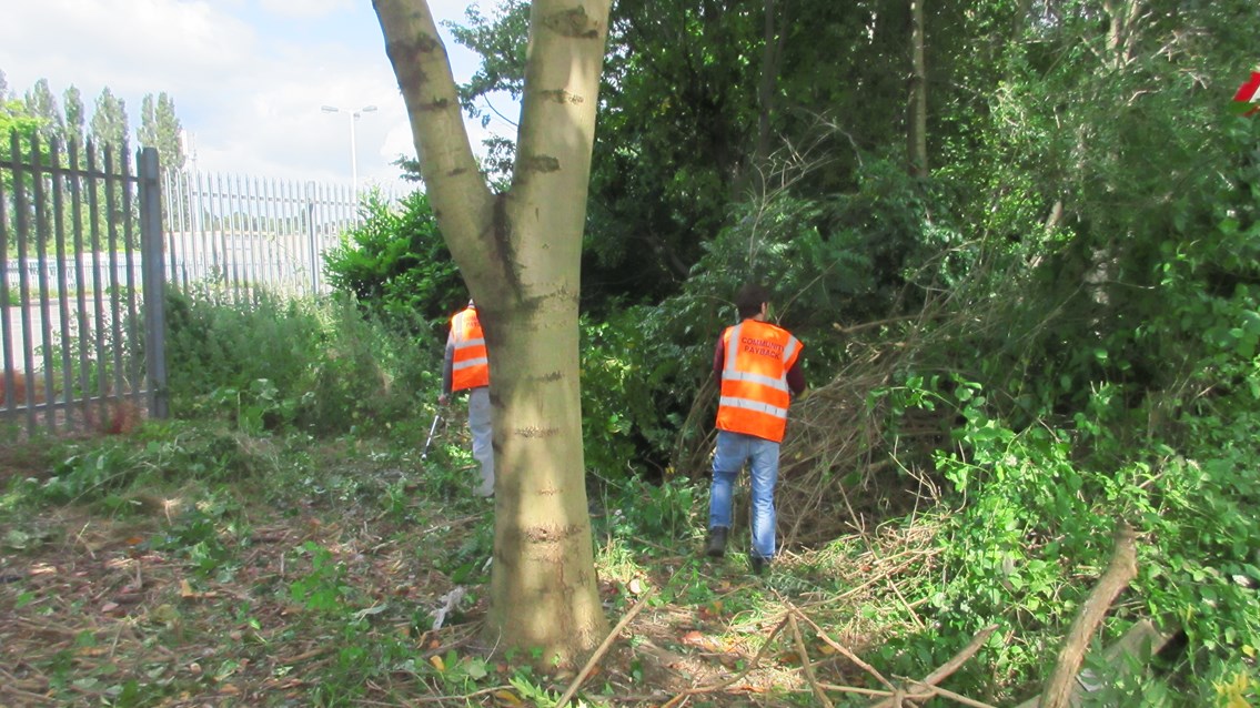 Praise from residents after work to tidy up land by Kettering railway station starts: Work in progress at land by Kettering station
