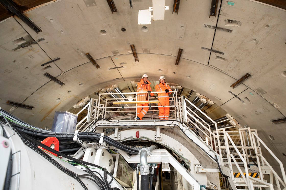 TBM Caroline starts her 5 mile journey under London-4: L-R, Michael Greiner, Head of Tunneling, Skanska Costain STRABAG JV,  Mike Lyons, Civils Delivery Director, HS2 Ltd,