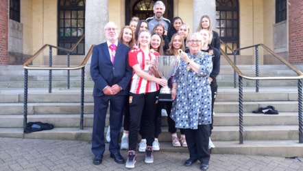 Mayor of Dudley meets Stourbridge FC Women Under-16s after cup triumph landscape cropped