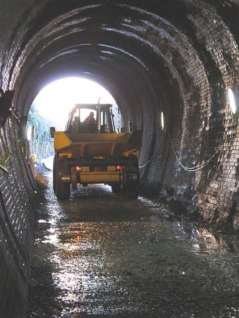 Machine working in the single-bored Marley Tunnel