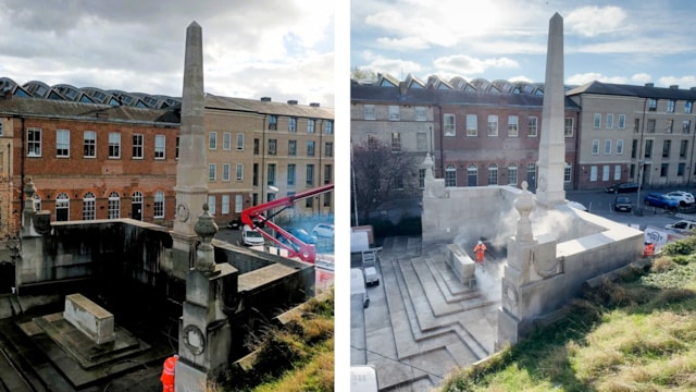 North Eastern Railway War Memorial cleaned in time for Armistice Day: Before and after memorial clean composite