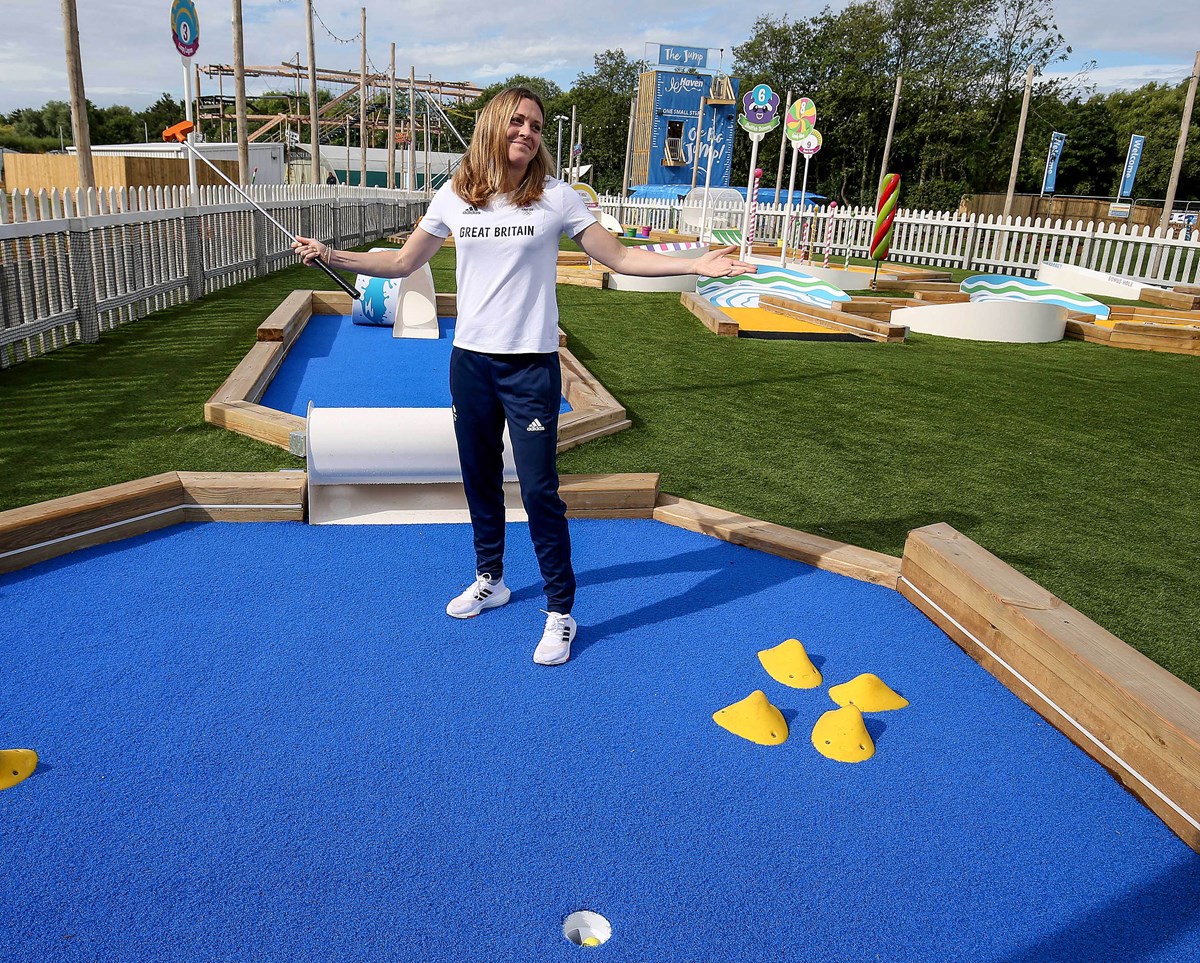 Vicky Holland Playing Crazy Golf at Thorpe Park