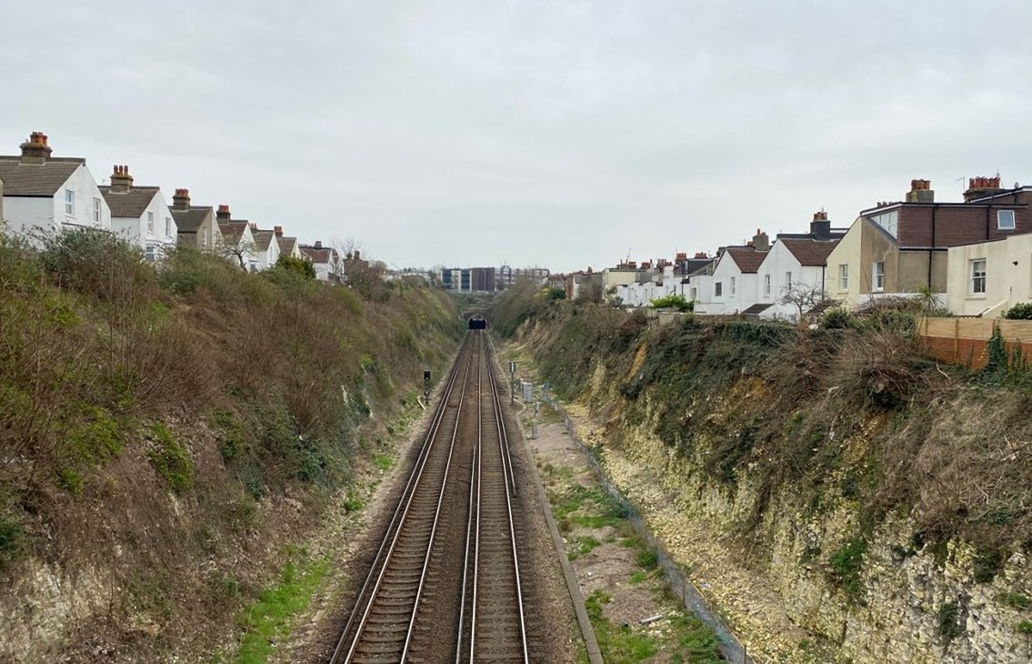 Changes to services between Littlehampton and Brighton as Network Rail engineers tackle landslip risk site at Hove: Hove cutting