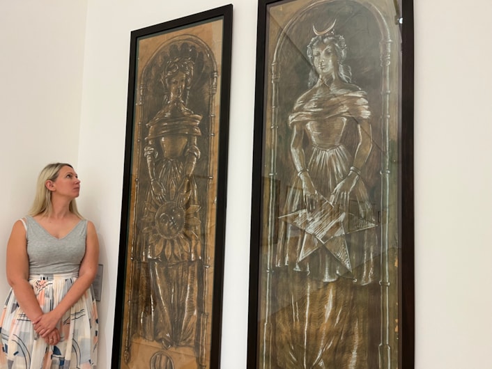 Goddess of Night: Kirsty Young, Leeds Art Gallery’s assistant curator of fine art with Goddess of day and Goddess of Night, which now hang in Leeds Art gallery's exhibition exploring portrayals of women.