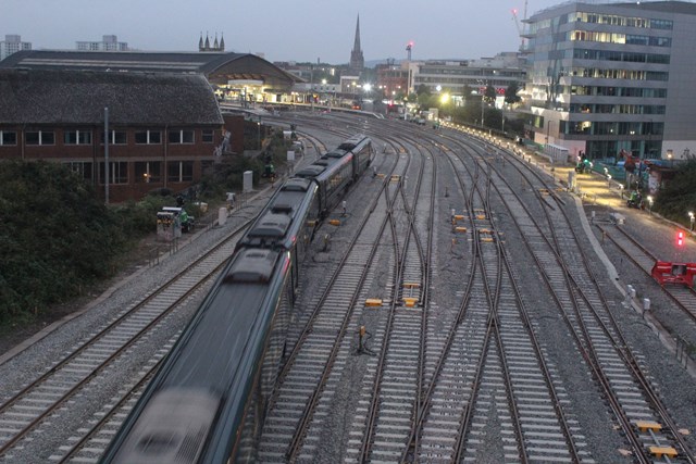 One of the first trains through Bristol East Junction on Saturday morning