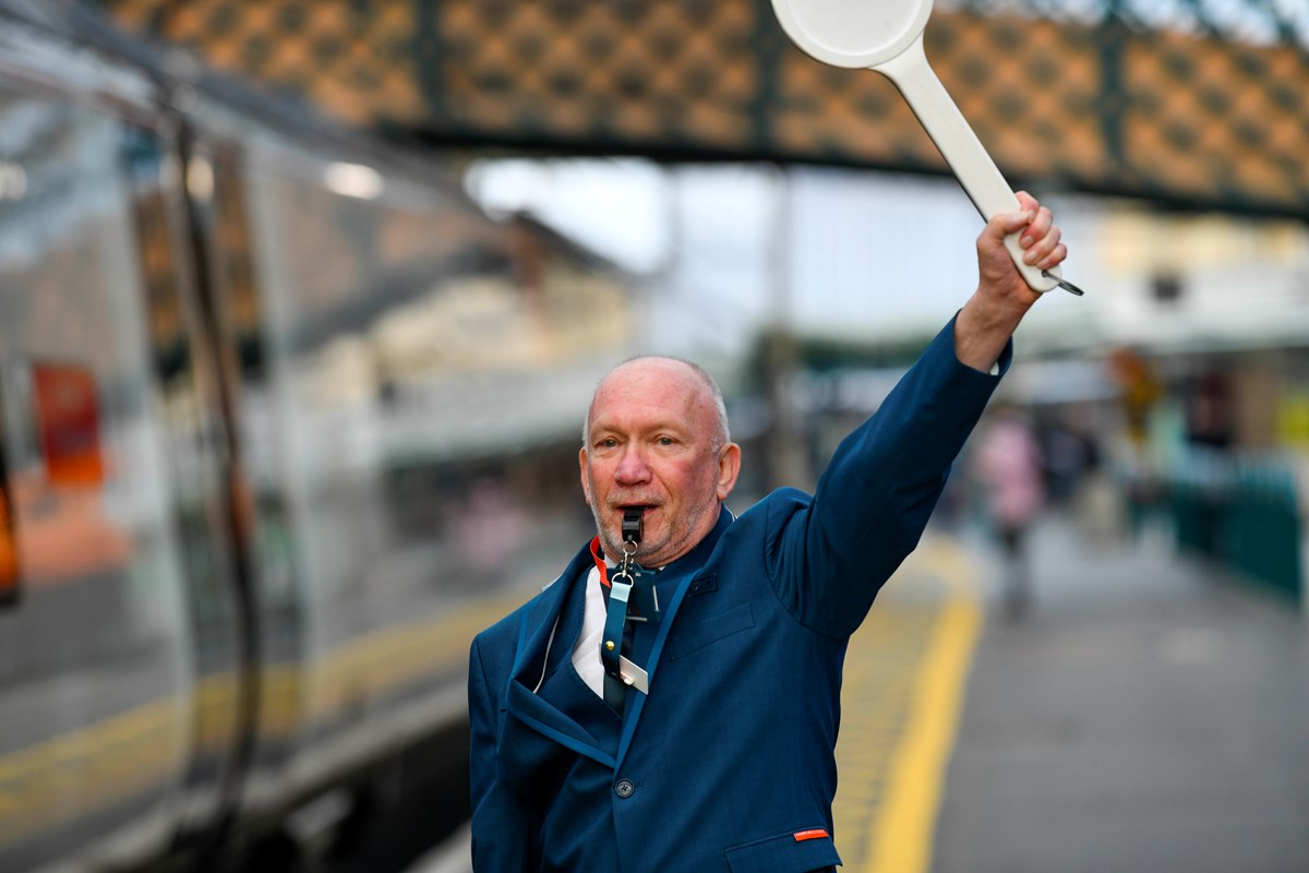 Avanti West Coast Team Leader, Brian Farish, dispatches a train at Carlisle