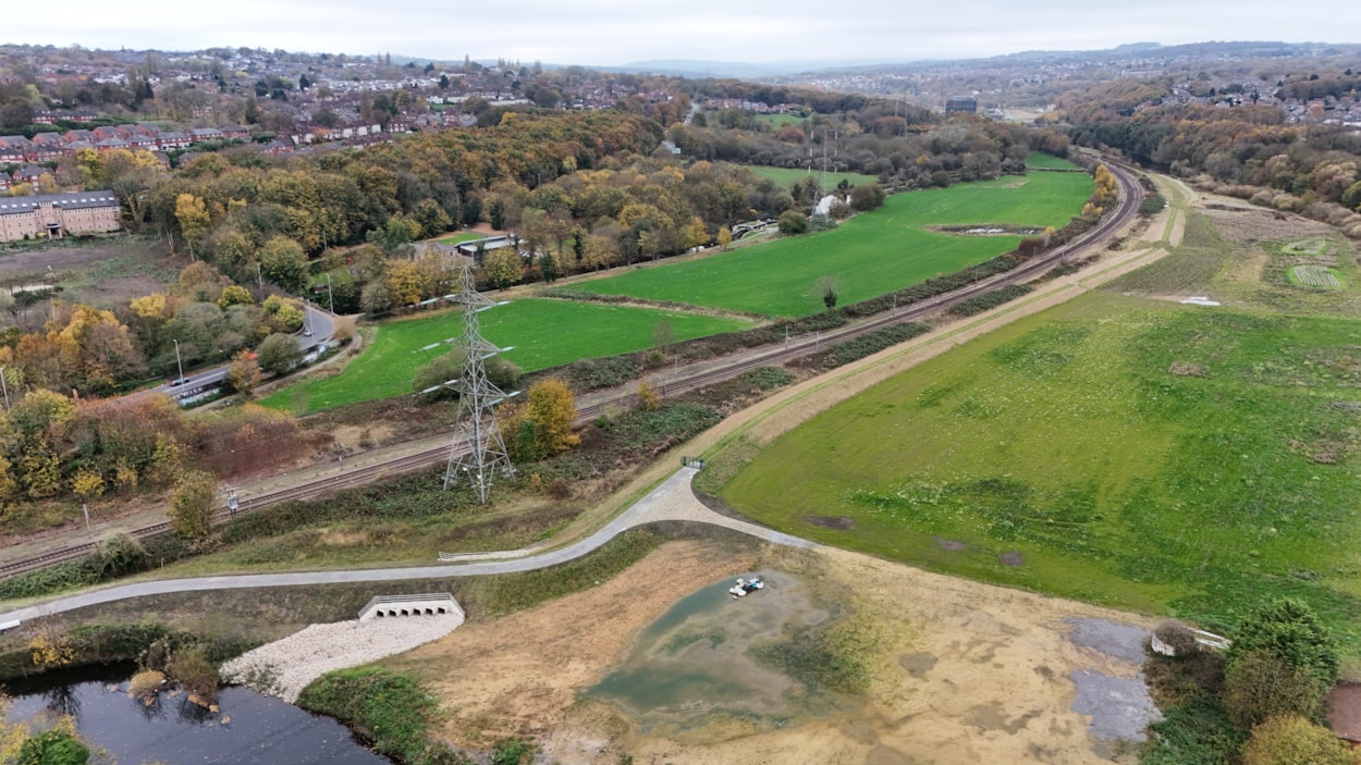 Leeds Flood Alleviation Scheme Phase 2 Wetland creation and protection of the railway by Kirkstall Bridge