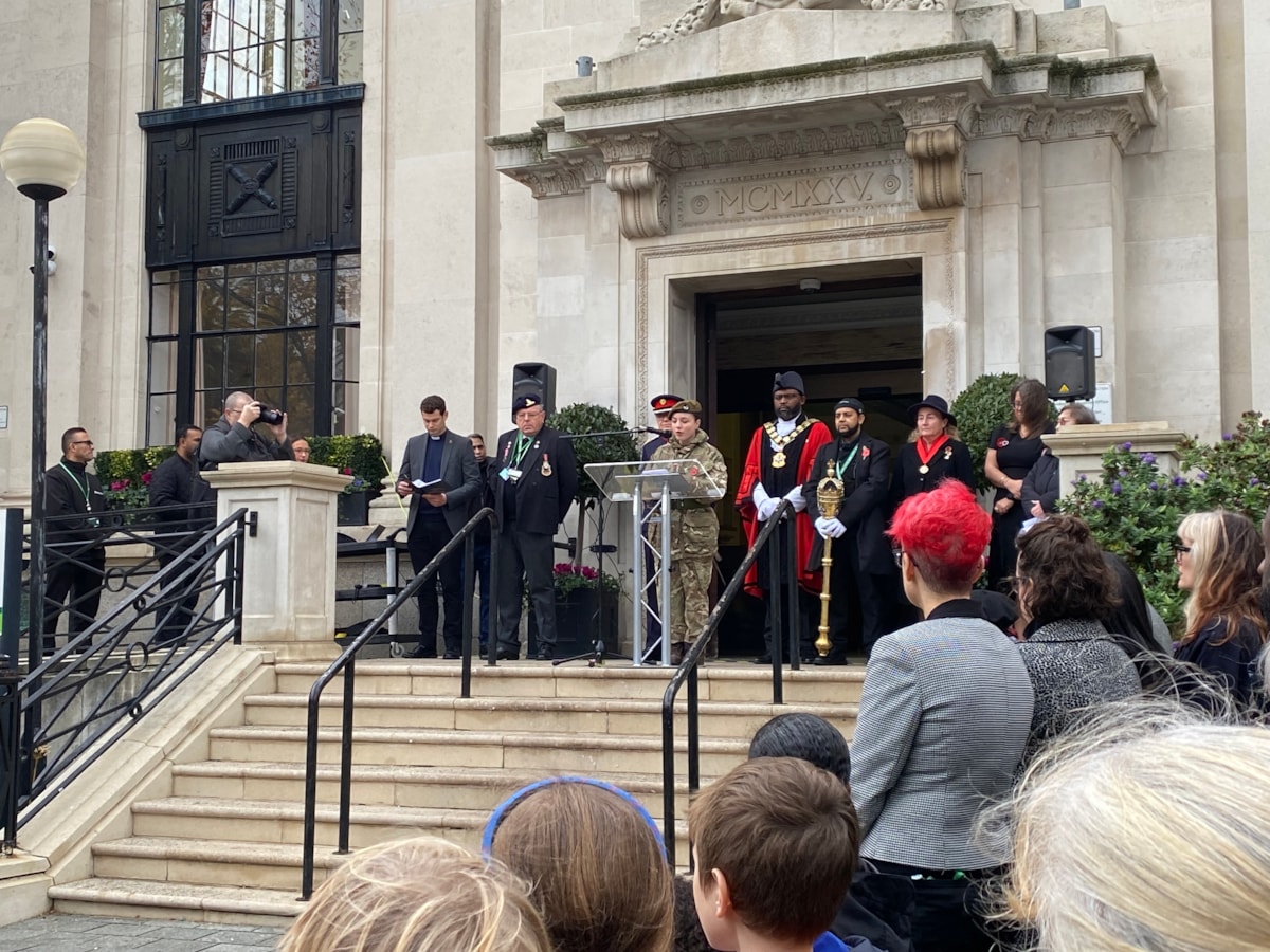 Armistice Day Service held on Tuesday 11 November outside Islington Town Hall