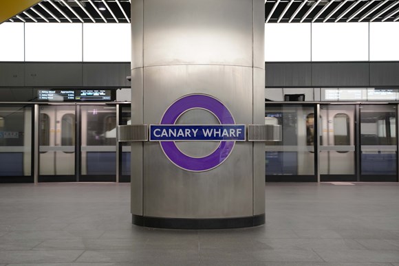 TfL Press Release - Canary Wharf becomes the penultimate Elizabeth line station transferred to TfL: TfL Image - Canary Wharf Elizabeth line station transfers to TfL - station roundel
