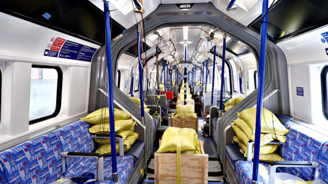 TfL Image - Weight bearing test on a Piccadilly line test train