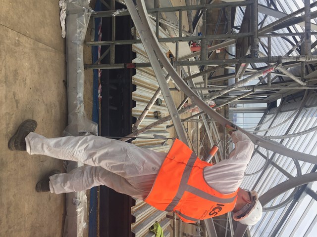 Work to repaint the steelwork of Carlisle station roof