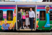 Alick Cotterill – Pride - From left to right: Alex Garnett-Sherer, Deputy Chair of OUTbound TfL’s LGBTQ+ Colleague Network Group, Dan Glass, healthcare and human rights activist, Claire Alleguen, Chair of OUTbound, TfL’s LGBTQ+ Colleague Network Group and Andy Lord, Commissioner for TfL: Alick Cotterill – Pride - From left to right: Alex Garnett-Sherer, Deputy Chair of OUTbound TfL’s LGBTQ+ Colleague Network Group, Dan Glass, healthcare and human rights activist, Claire Alleguen, Chair of OUTbound, TfL’s LGBTQ+ Colleague Network Group and Andy Lord, Commissioner for TfL