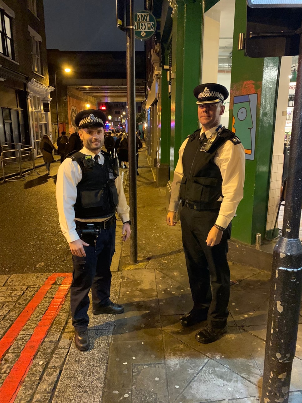 Sgt Horton and Supt Rolston on foot patrol - Operation Lagana