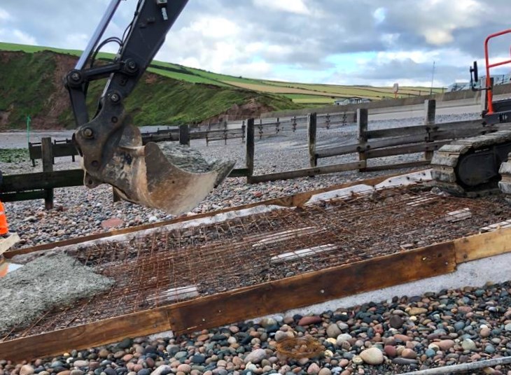St Bees lifeboat ramp concrete being poured