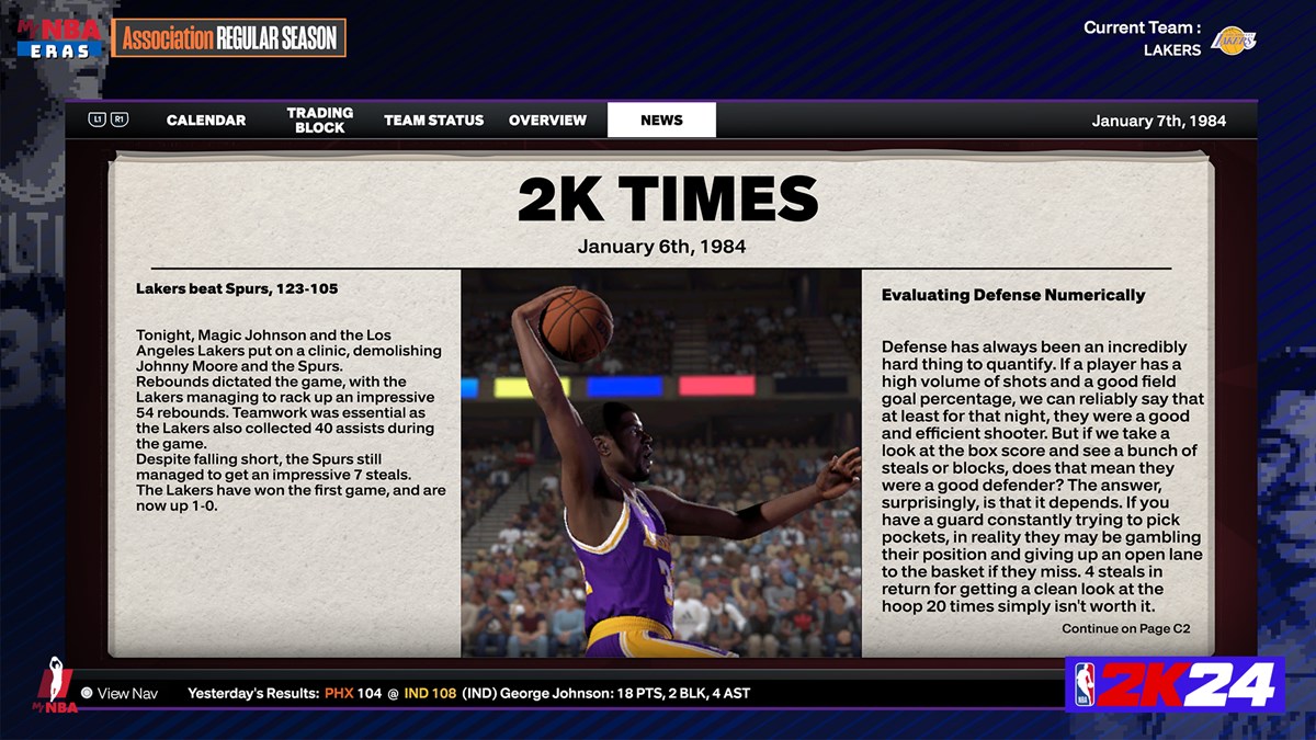 NBA 2K24 MyNBA Newspaper