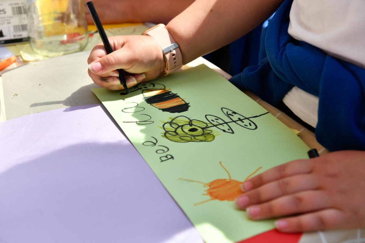 Colouring was part of the hive of activity for Avanti West Coast's World Bee Day celebrations at Carlisle