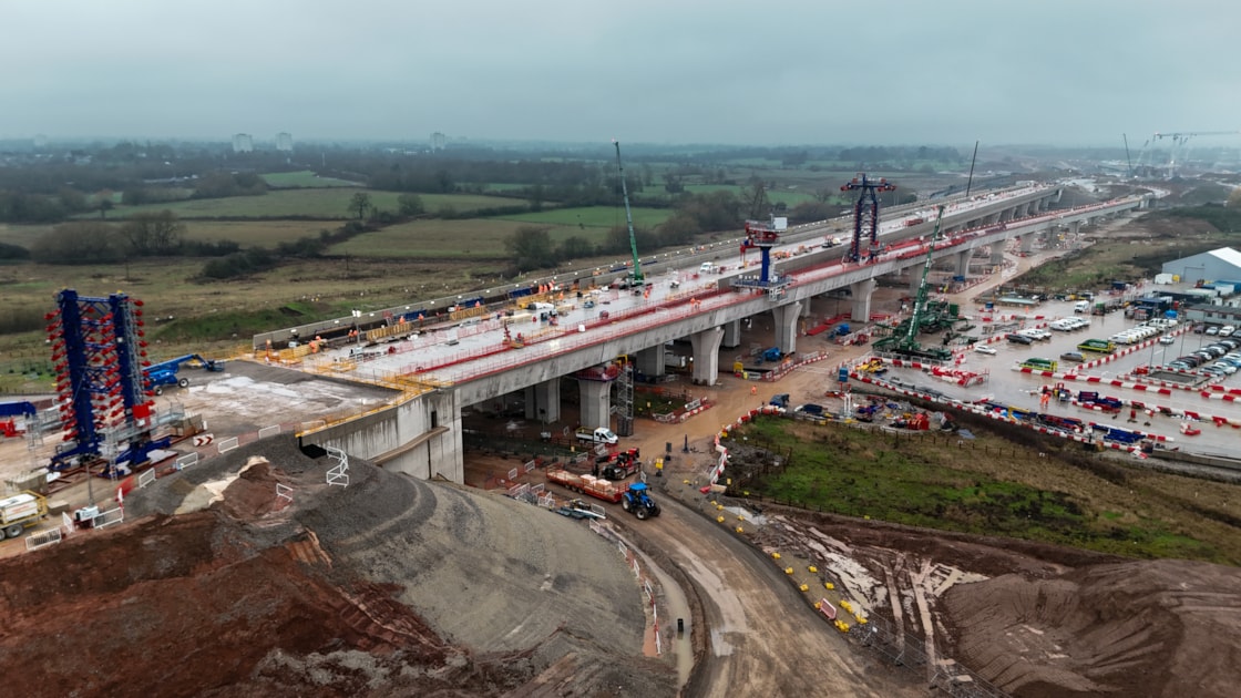 South abutment of the Coleshill viaducts following the completion of the viaduct decks Feb 2026