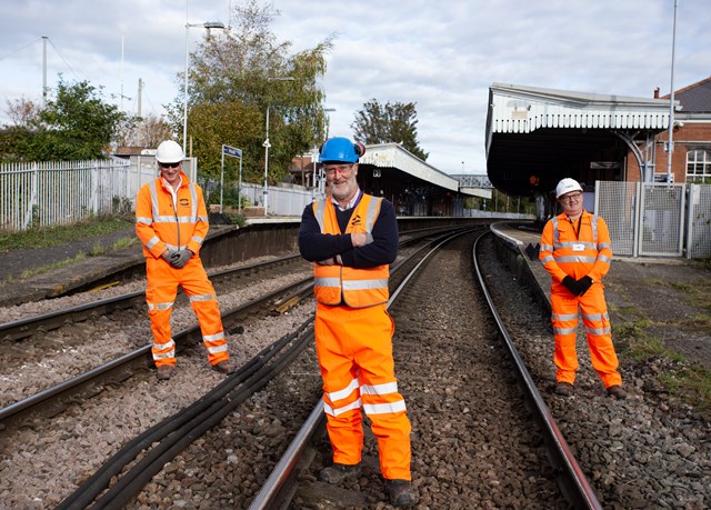 Whitstable vegetation - Cllr Ashley Clark: L to R: Craig Mills of Coombes, Cllr Ashley Clark and David Alderson of Network Rail