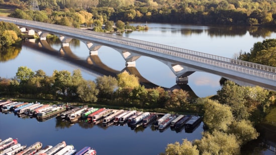HS2 Colne Valley Viaduct - Aerial View over Harefield No2 Lake and Marina ((C) Grimshaw Hufton Crow: HS2 Colne Valley Viaduct - Aerial View over Harefield No2 Lake and Marina ((C) Grimshaw Hufton Crow