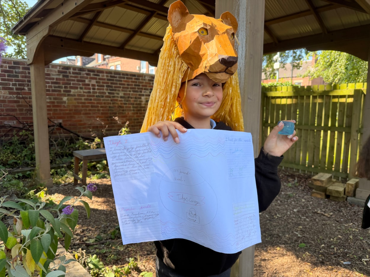 La-niyah Fuller: La-niyah Fuller, also 11, chose to include a lion mask, which children at the school had made for their upcoming end-of-term musical production of Madagascar.
She said: “In the future, they might not have school plays like we do now, and it’ll be fun for them to imagine what ours was like.”