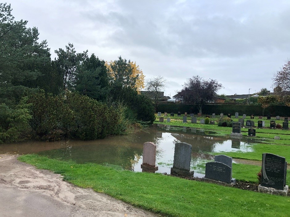 Clovenside Cemetery flooding - Winter 2020