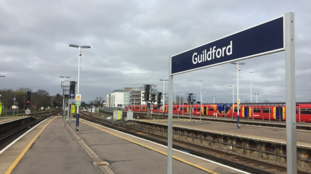TEN DAYS TO GO: Buses replace trains across Berkshire, Surrey and Hampshire over August Bank Holiday: Guildford Station