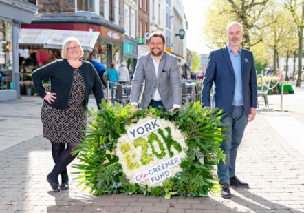 John Godfrey, marketing manager of First York flanked by Carolyn Frank and Andrew Raby, York & North Yorkshire Growth Hub Manager 2