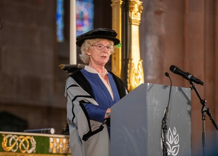 Claire Hensman CVO making a speech as she is made an Honorary Fellow of the University of Cumbria, 18 July 2023, in Carlisle Cathedral
CREDIT: University of Cumbria/Jonathan Becker