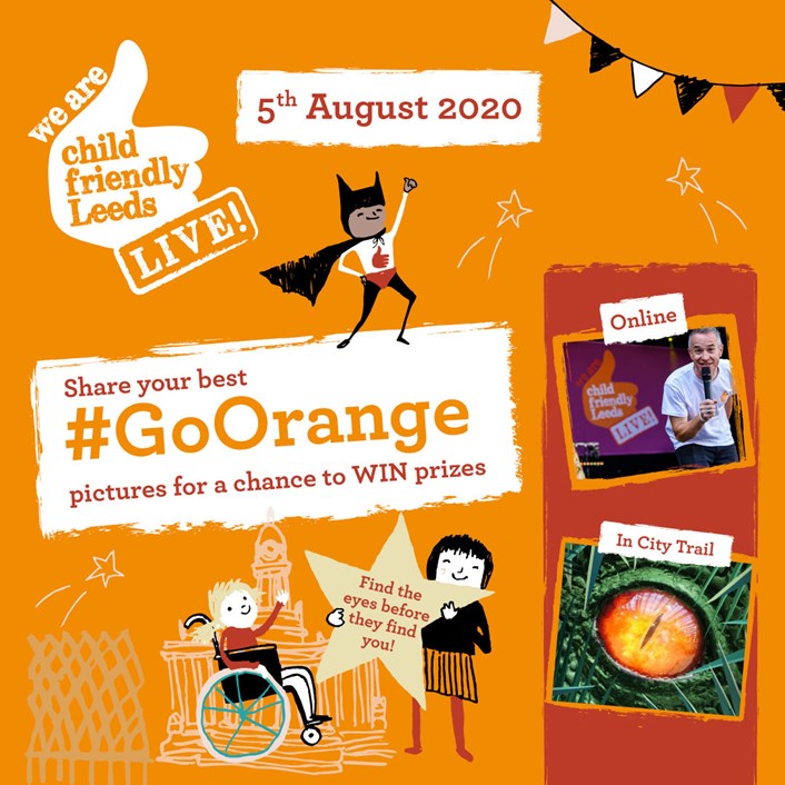 Go Orange and join Child Friendly Leeds Live Online - August 5: 18266 CFL Event Instagram 1080x1080 VIS02[2]