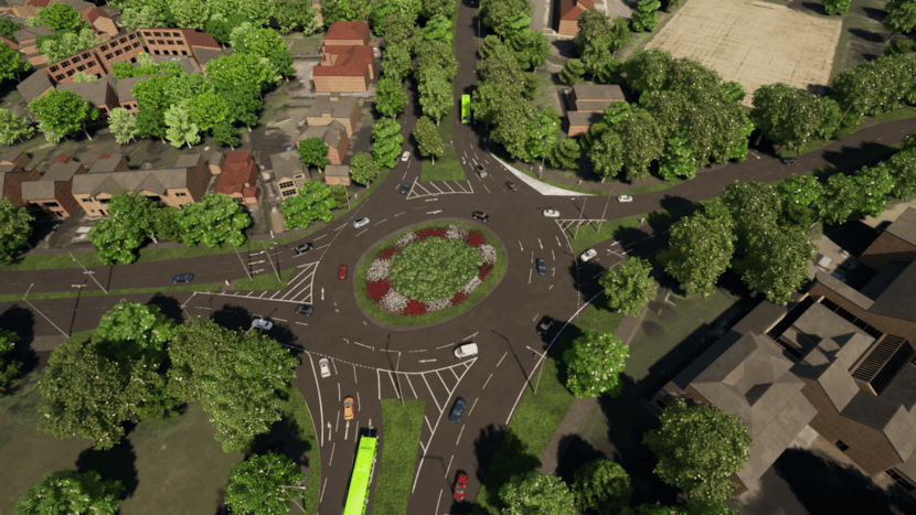 Lawnswood roundabout works start with aim to improve safety for all road users: Lawnswood roundabout existing design