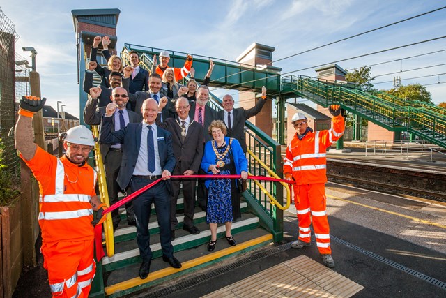 Official opening of new footbridge at Leyland station: Network Rail, contractor AMCO, Northern, Lancashire County Council and South Ribble Borough Council marked the completion of the scheme during a short ceremony at the station.