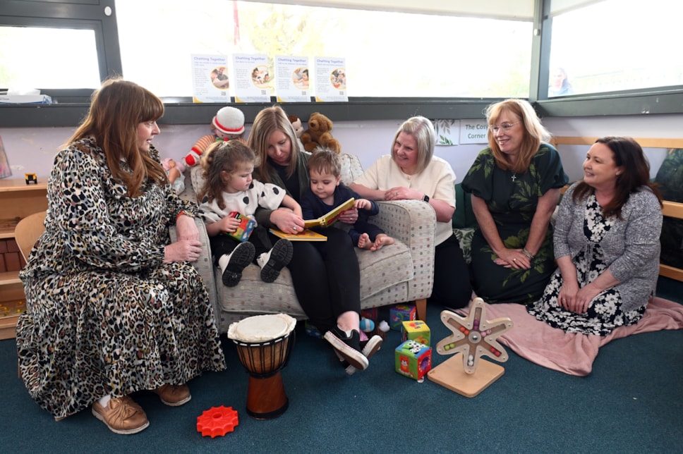 Cllr Elaine Cowan visits Hillbank ECC with Lesley Ann Henderson from the Scottish Government and Carol McGregor, Service Manager from the Council's Early Years Service