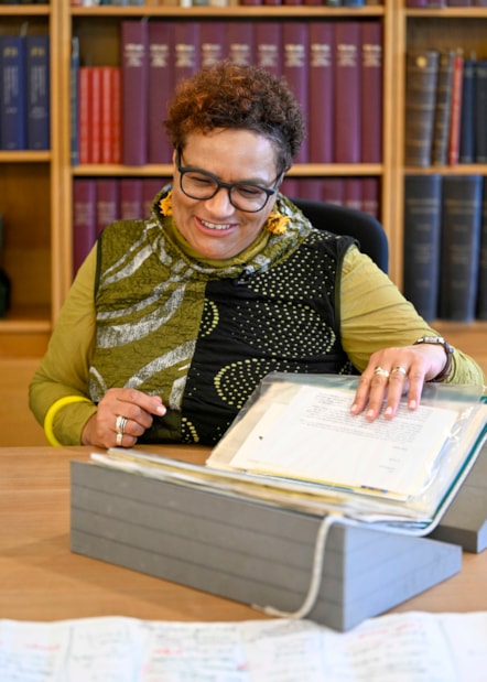 Poet and novelist Jackie Kay at the National Library of Scotland. The National Library has acquired her literary archive for the national collections. Credit: Neil Hanna