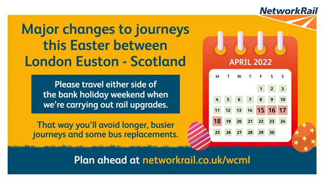 Easter 2022 West Coast main line graphic
