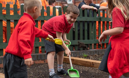 HS2 contractor creates new outside play area for Balsall Common Primary School: Balsall Common Primary School new play area 1