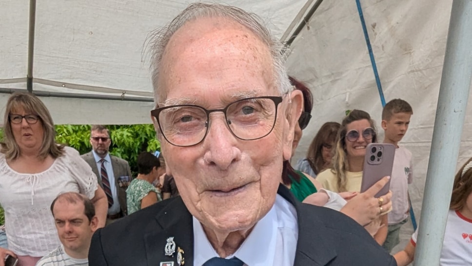 100 year-old veteran Joe Bullock at Dudley's Armed Forces Day celebration cropped