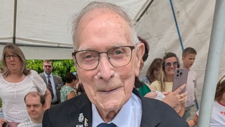 100 year-old veteran Joe Bullock at Dudley's Armed Forces Day celebration cropped