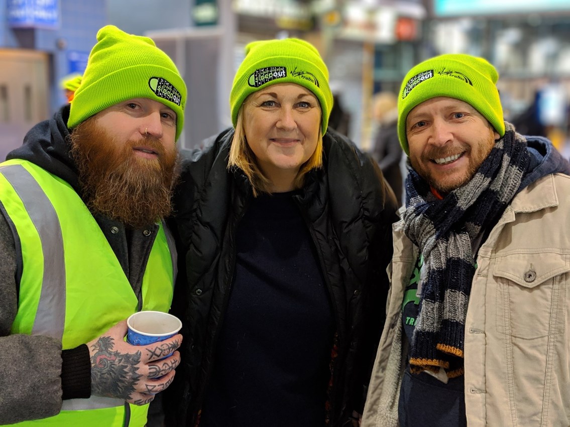 Andy from Railway Children with Karen Hornby and Scott Green from Network Rail at Lime Street